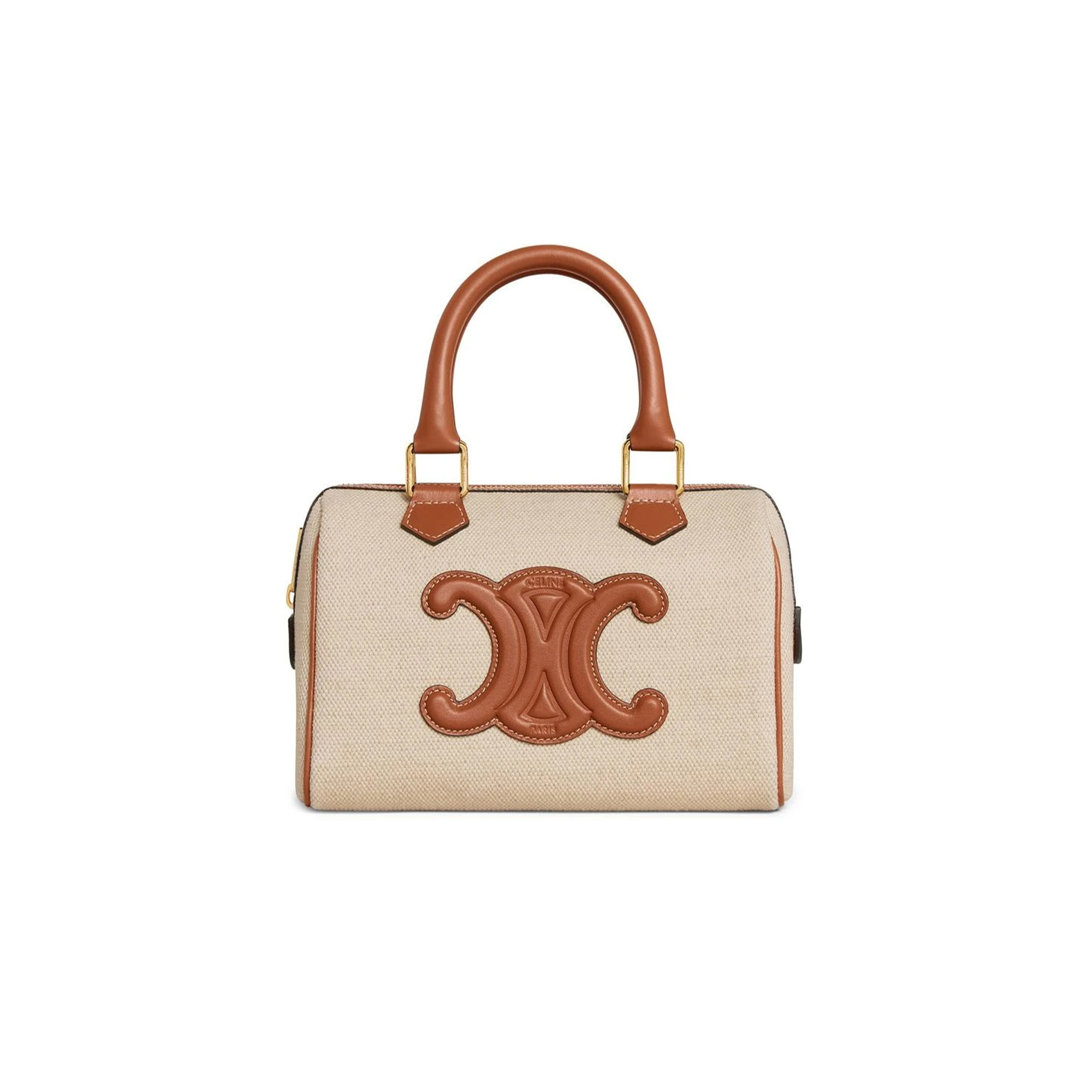 Ce**e small boston cuir triomphe in textile and calfskin 113773du3.05lu (20*14*10cm)